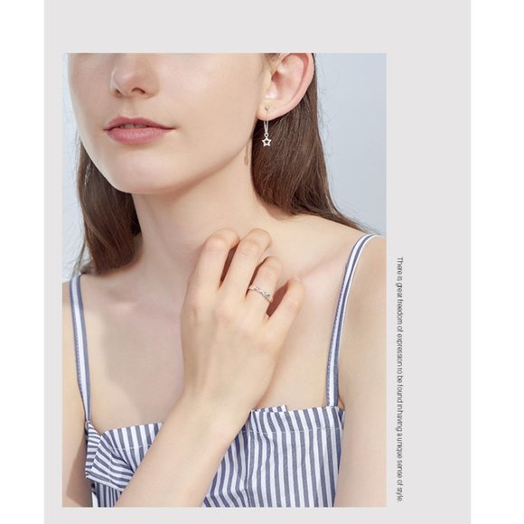 💙Star Chain Earrings Asymmetric Design - Picture 6 of 12